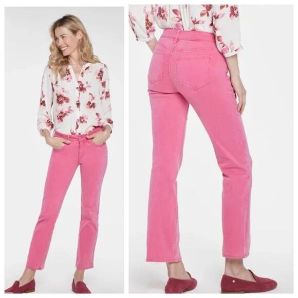 NYDJ Marilyn Straight Ankle Jeans Stretch Pink Peony Size 18W - Picture 2 of 15
